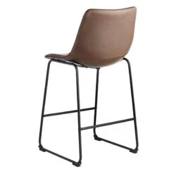 Drake Modern Faux Leather Industrial Counter Stool, Espresso -Furniture Store drake modern faux leather industrial counter stool espresso 2