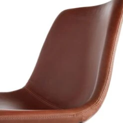 Drake Modern Industrial Faux Leather Dining Chair, Cognac -Furniture Store drake modern industrial faux leather dining chair cognac 3
