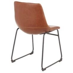 Drake Modern Industrial Faux Leather Dining Chair, Cognac -Furniture Store drake modern industrial faux leather dining chair cognac 8