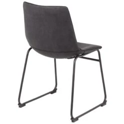 Drake Modern Industrial Faux Leather Dining Chair, Dark Grey -Furniture Store drake modern industrial faux leather dining chair dark grey 3