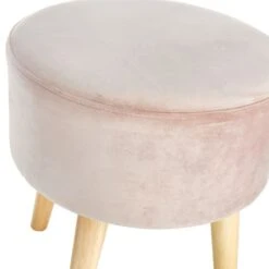 Emmy Rose Velvet Round Wooden Leg Ottoman 5 Emmy Rose Velvet Round Wooden Leg Ottoman -Furniture Store emmy rose velvet round wooden leg ottoman 2