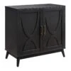 Ezra 2-Door Dark Brown Cabinet With Gold Handle