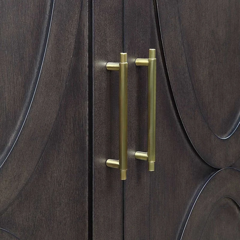 Ezra 2-Door Dark Brown Cabinet With Gold Handle 3 Ezra 2-Door Dark Brown Cabinet With Gold Handle - Image 3