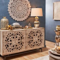 Found & Fable Carved 4-Door Sideboard -Furniture Store found fable carved 4 door sideboard 2