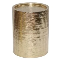 Found & Fable Hammered Gold Drum Accent Table, Medium