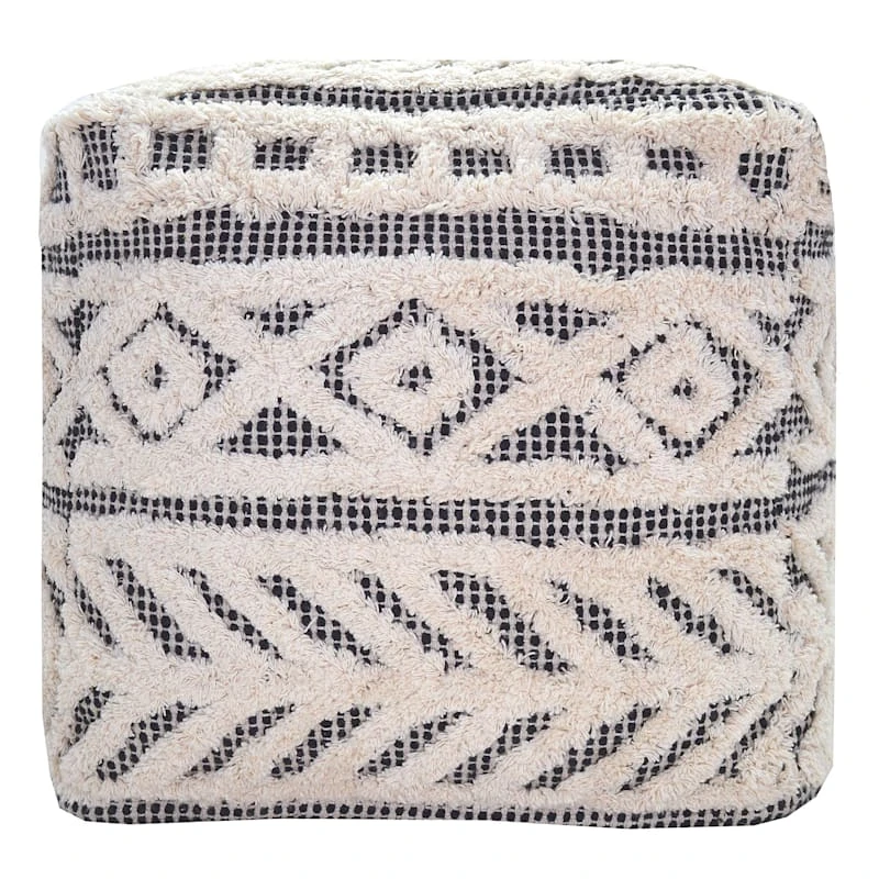 Found & Fable Kai Diamond Tufted Pouf, 16" 2 Found & Fable Kai Diamond Tufted Pouf, 16" - Image 2