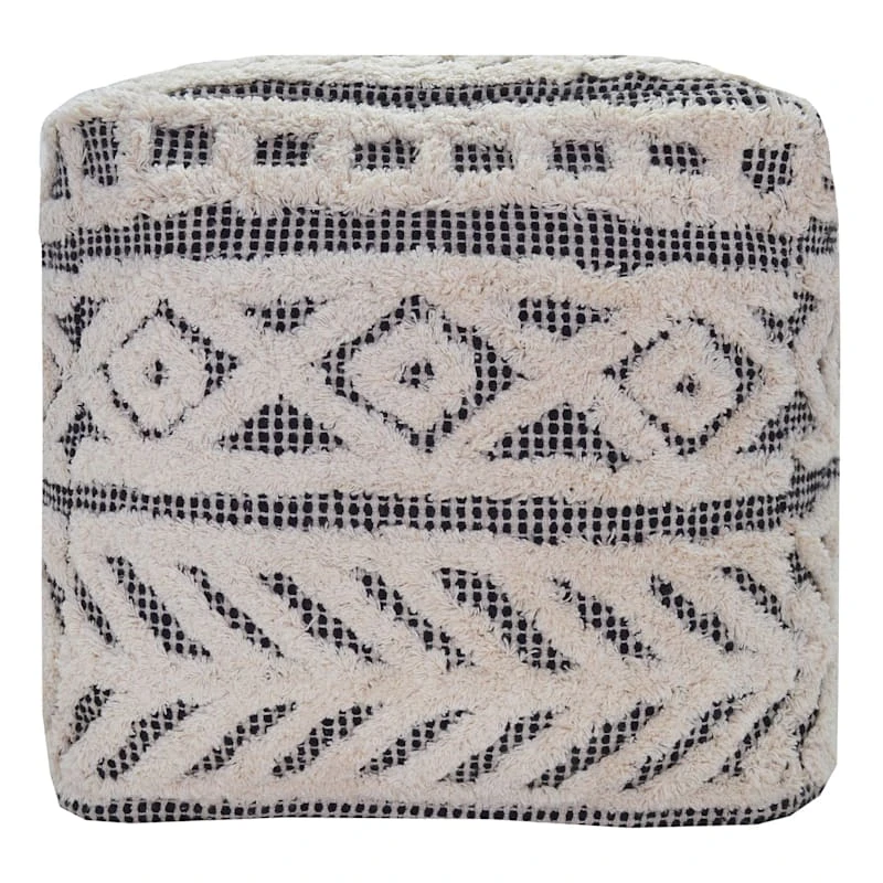 Found & Fable Kai Diamond Tufted Pouf, 16" 3 Found & Fable Kai Diamond Tufted Pouf, 16" - Image 3