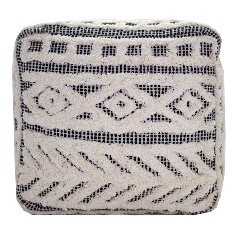 Found & Fable Kai Diamond Tufted Pouf, 16" 5 Found & Fable Kai Diamond Tufted Pouf, 16" - Image 5