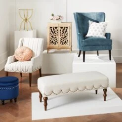 Grace Mitchell Ellery Bench With Scalloped Nailheads -Furniture Store grace mitchell ellery bench with scalloped nailheads 3