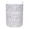 Grey Floral Canvas Laundry Hamper, Medium