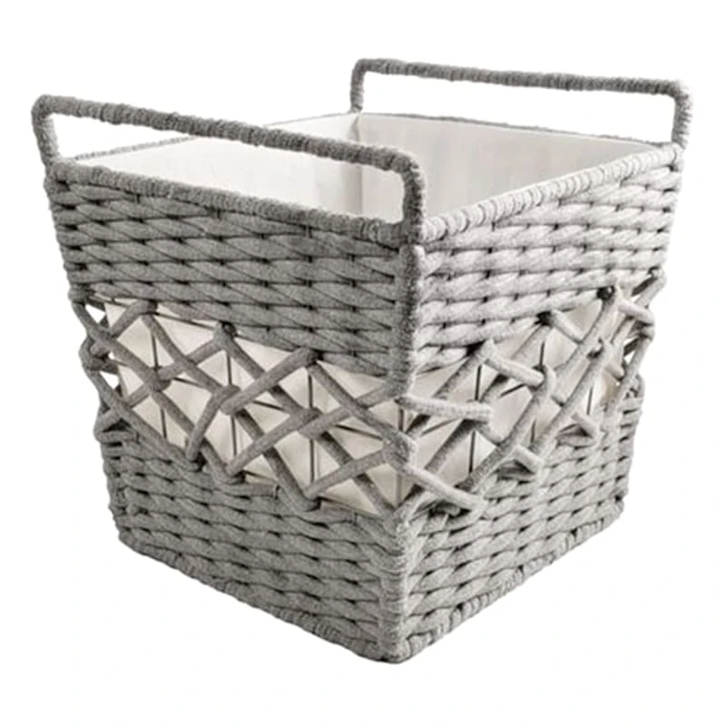 Grey Tapered Rope Laundry Hamper, Large 1 Grey Tapered Rope Laundry Hamper, Large
