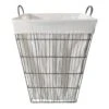 Grey Tapered Wavy Metal Wire Laundry Hamper, Medium