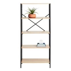 Honeybloom 4-Tier Burnaby Wood & Metal Shelf -Furniture Store honeybloom 4 tier burnaby wood metal shelf 2