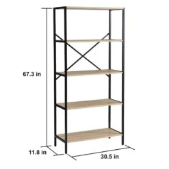Honeybloom 4-Tier Burnaby Wood & Metal Shelf -Furniture Store honeybloom 4 tier burnaby wood metal shelf 3