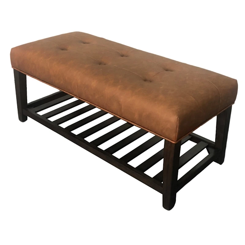 Honeybloom Collins Leather Bench, Brown 3 Honeybloom Collins Leather Bench, Brown - Image 3