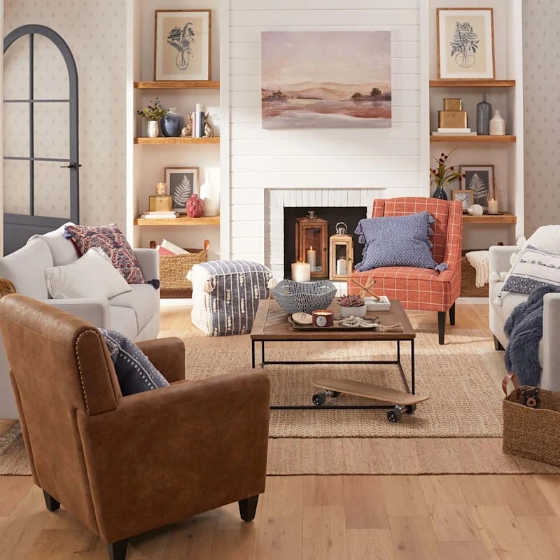 Honeybloom Nora Blue Woven Embroidered Pouf, 18" 3 Honeybloom Nora Blue Woven Embroidered Pouf, 18" - Image 3