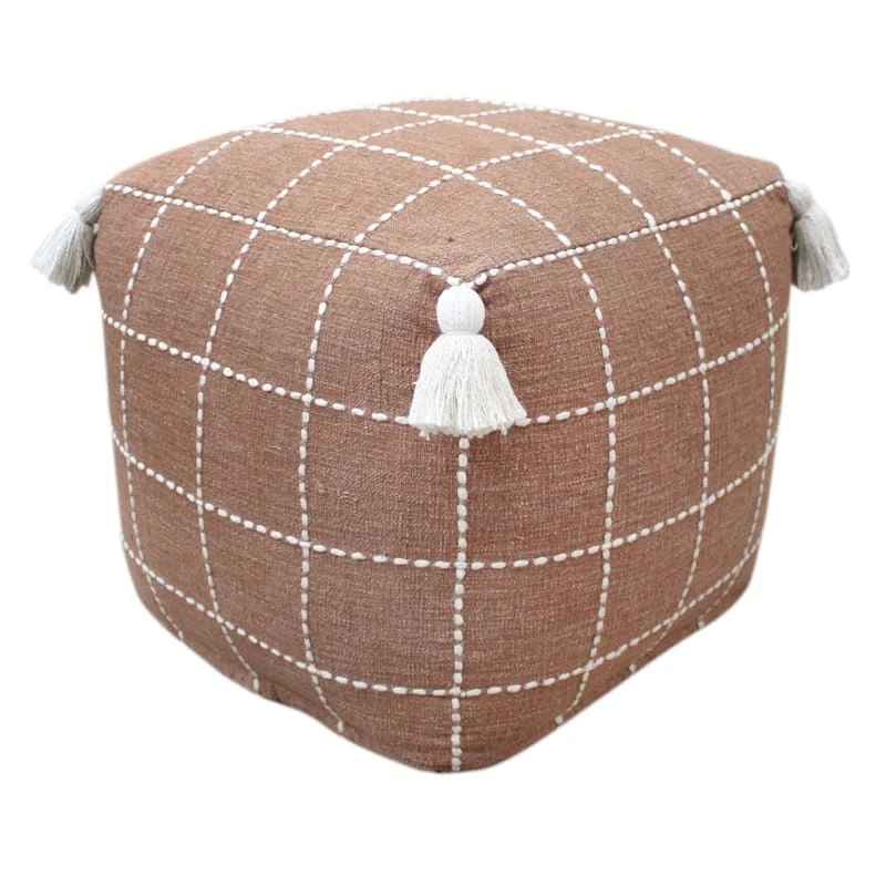 Honeybloom Shiva Brown Woven Pouf 1 Honeybloom Shiva Brown Woven Pouf