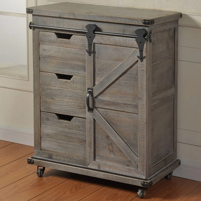Jacob 3-Drawer Sliding Barn Door Cabinet 2 Jacob 3-Drawer Sliding Barn Door Cabinet - Image 2