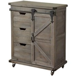 Jacob 3-Drawer Sliding Barn Door Cabinet