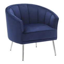 Laila Ali Avani Blue Velvet Accent Chair