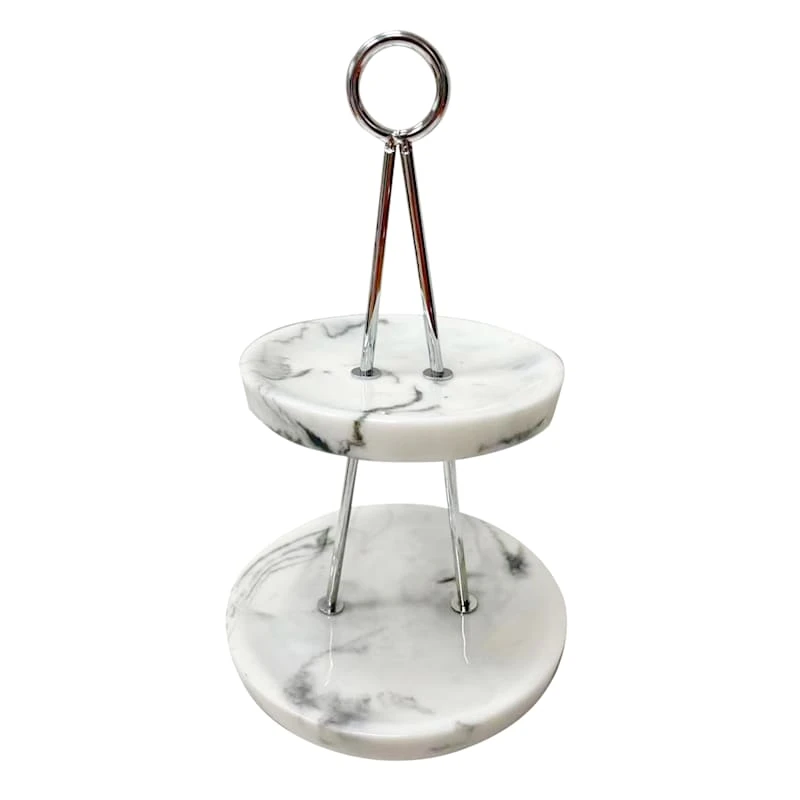 Laila Ali Chrome Jewelry Holder With Marble Base, 10" 1 Laila Ali Chrome Jewelry Holder With Marble Base, 10"