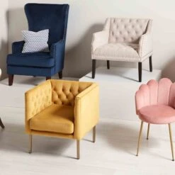 Lena Ivory Velvet Tufted Armchair With Nailhead Trim -Furniture Store lena ivory velvet tufted armchair with nailhead trim 2