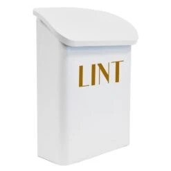 Lombard White & Gold Metal Laundry Lint Box