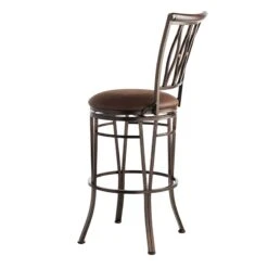 Marsol Brown Metal Swivel Barstool With Faux Leather Seat -Furniture Store marsol brown metal swivel barstool with faux leather seat 2