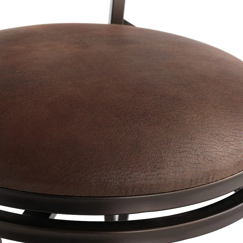 Marsol Brown Swivel Counter Stool With Faux Leather Seat 4 Marsol Brown Swivel Counter Stool With Faux Leather Seat - Image 4
