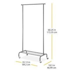 Metal Garment Rack, Gunmetal -Furniture Store metal garment rack gunmetal 3