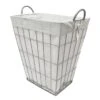 Metal Wire Grid Laundry Hamper, Cool Grey