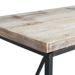 Metal X-Side Table With Wood Top, Large -Furniture Store metal x side table with wood top large 4