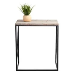 Metal X-Side Table With Wood Top, Large -Furniture Store metal x side table with wood top large 5