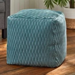 Mineral Blue Ripple Pouf -Furniture Store mineral blue ripple pouf 2