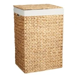 Natural Water Hyacinth Laundry Hamper, Small