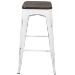 Oregon Vintage White Industrial Backless Barstool, 30" -Furniture Store oregon vintage white industrial backless barstool 30 3