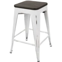 Oregon Vintage White Industrial Barstool, 24" -Furniture Store oregon vintage white industrial barstool 24 2