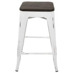 Oregon Vintage White Industrial Barstool, 24" -Furniture Store oregon vintage white industrial barstool 24 3