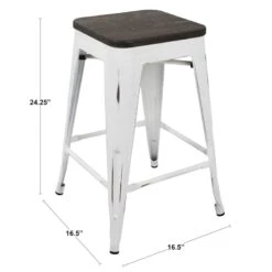 Oregon Vintage White Industrial Barstool, 24" -Furniture Store oregon vintage white industrial barstool 24 8