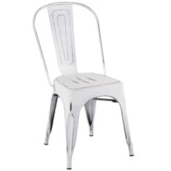 Oregon Vintage White Metal Dining Chair