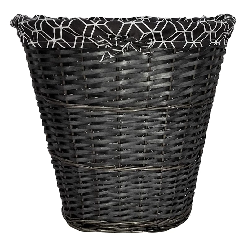 Oval Willow Laundry Hamper, Grey 1 Oval Willow Laundry Hamper, Grey