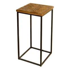 Parquet Wood Top Side Table