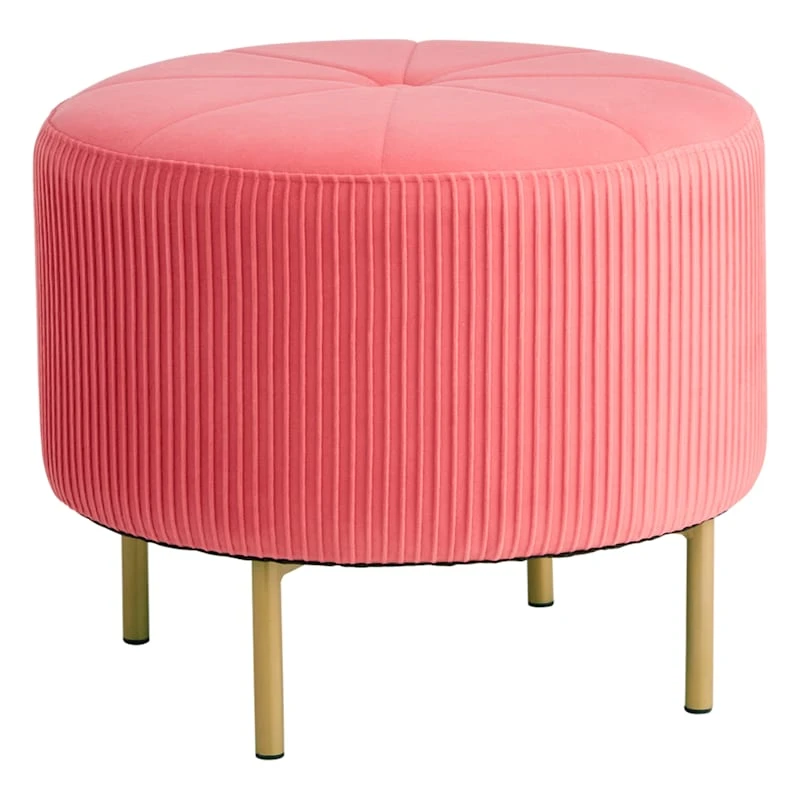 Piper Ottoman Bright, Pink Velvet 1 Piper Ottoman Bright, Pink Velvet