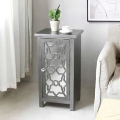 Providence 1-Door Mirrored Silver Cabinet -Furniture Store providence 1 door mirrored silver cabinet 5