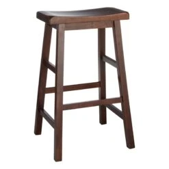 Furniture Store 16 Providence Dark Walnut Backless Saddle Barstool, 29"