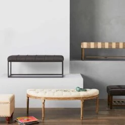 Providence Lourdes Tufted Curved Bench, Neutral -Furniture Store providence lourdes tufted curved bench neutral 2