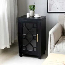 Providence Merrick Black 1-Door Cabinet -Furniture Store providence merrick black 1 door cabinet 5
