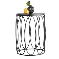 Providence Round Wood Top With Oval Metal Table, Large -Furniture Store providence round wood top with oval metal table large 2