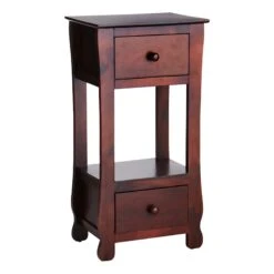 Providence Theodore 2-Drawer Thick Leg End Table, Brown