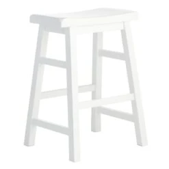 Providence White Saddle Backless Counter Stool, 24"
